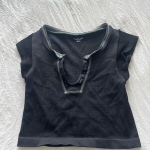 Urban Outfitters Black Crop Top with Gray Trim